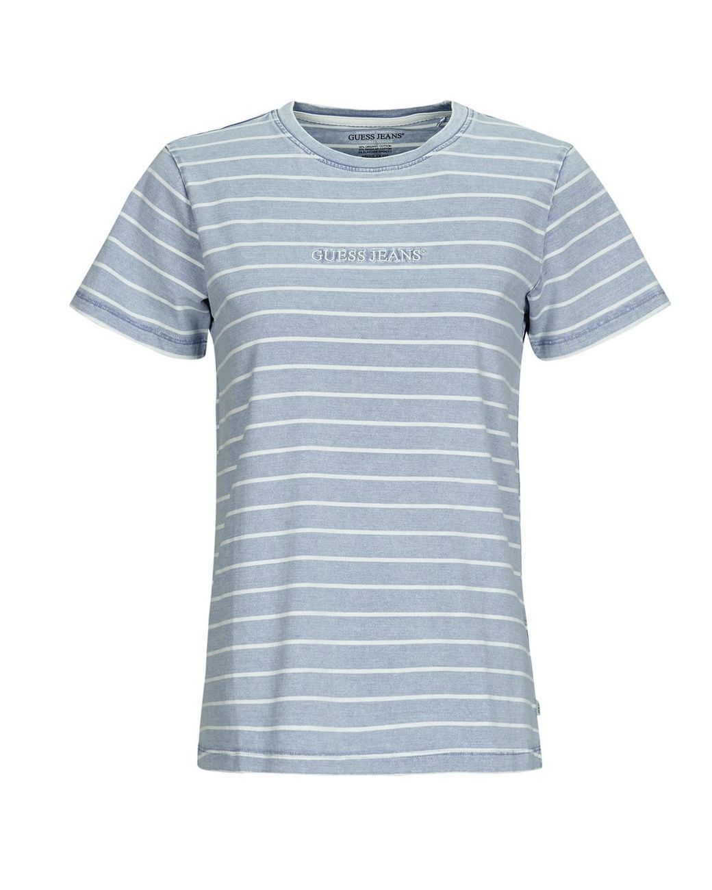 Guess Blue T Shirt Ss Cn Reg Yd Striped Tee