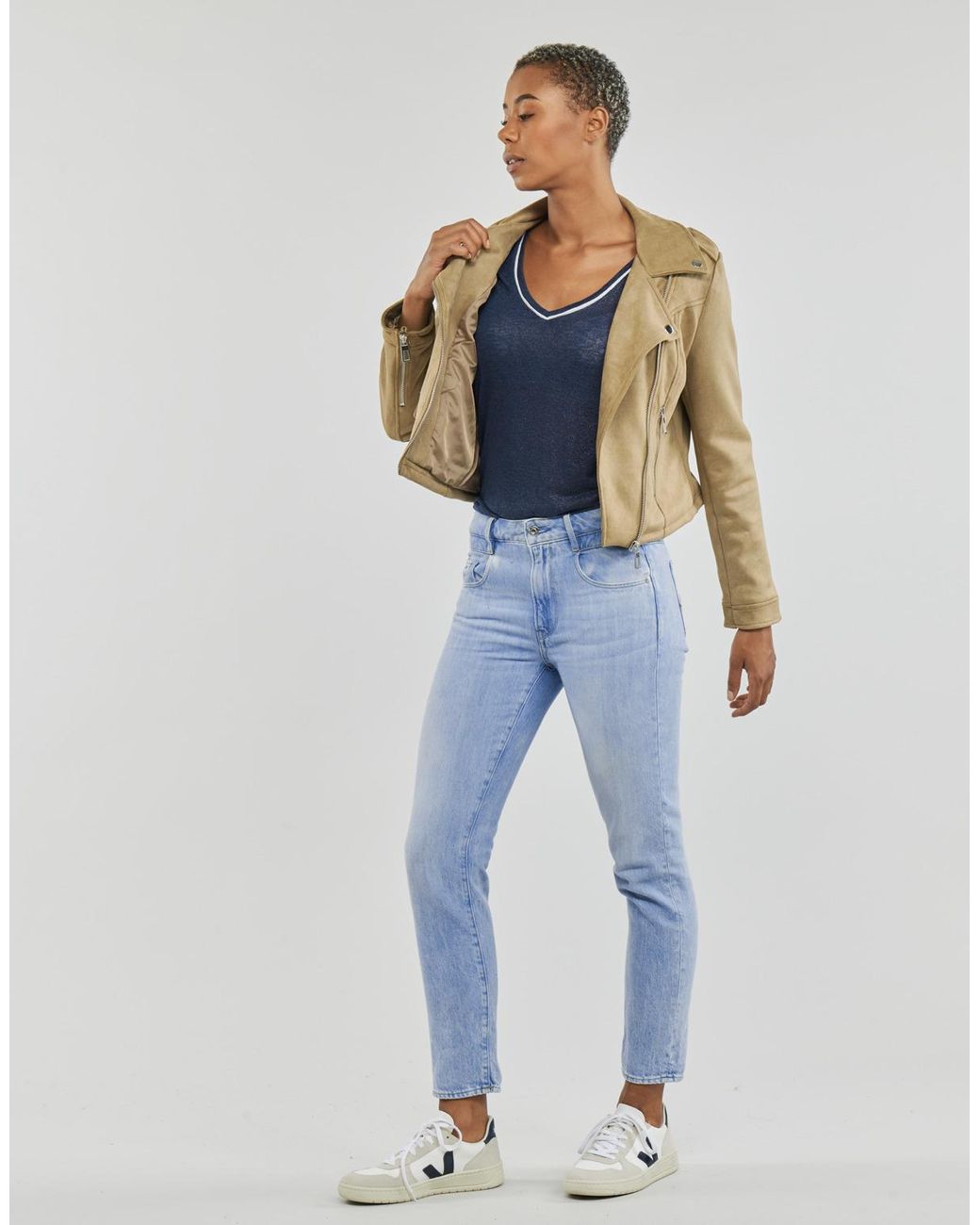ONLY Natural Leather Jacket Onlscootie Faux Suede Biker Jacket Otw