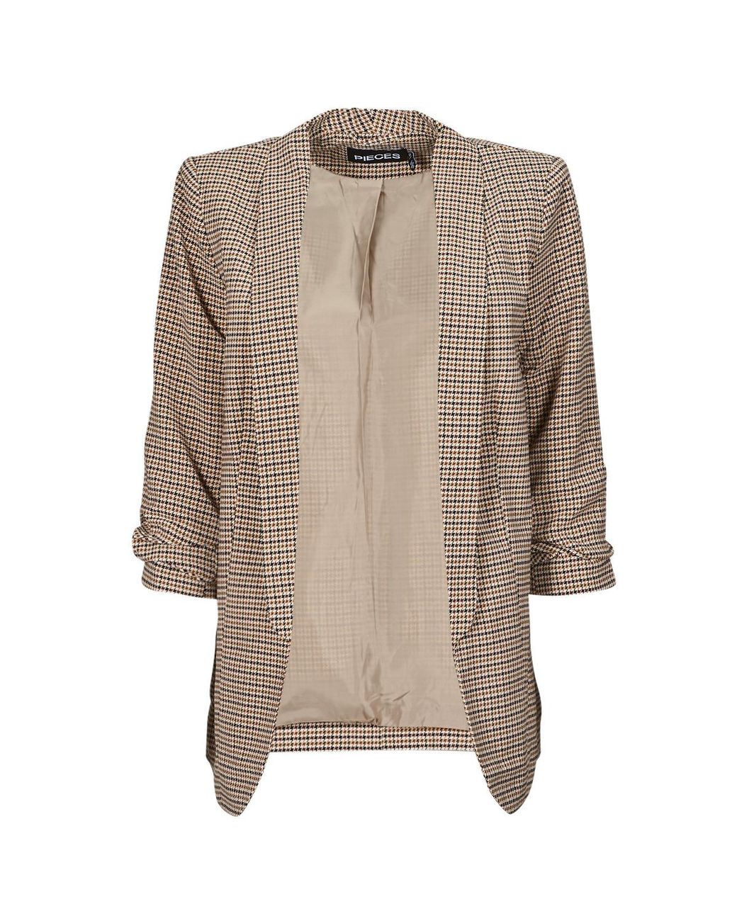 Pieces Brown Jacket Pcboss 3/4 Printed Blazer