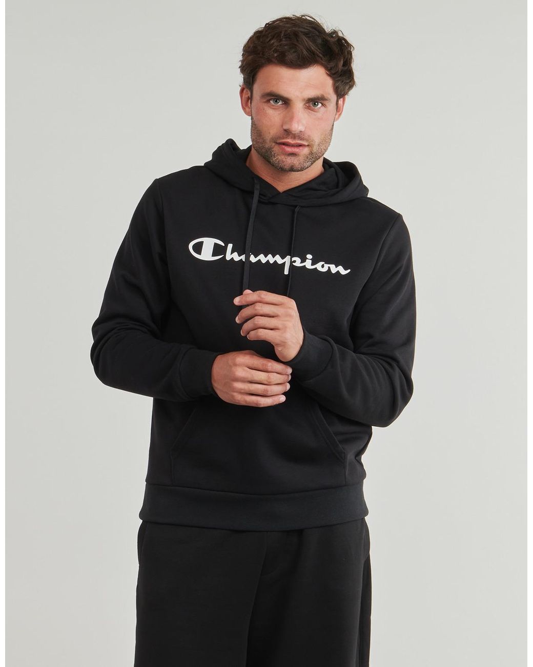 Champion Black Hoodies Hooded Sweatshirt for men
