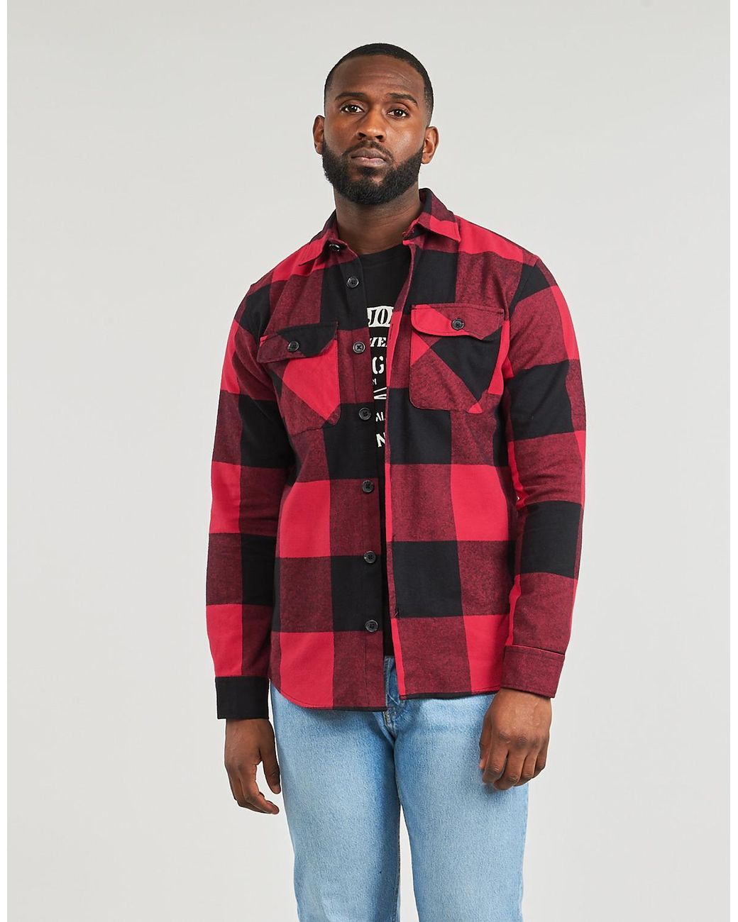 Jack & Jones Red Long Sleeved Shirt Jjedarren Buffalo Overshirt Ls for men
