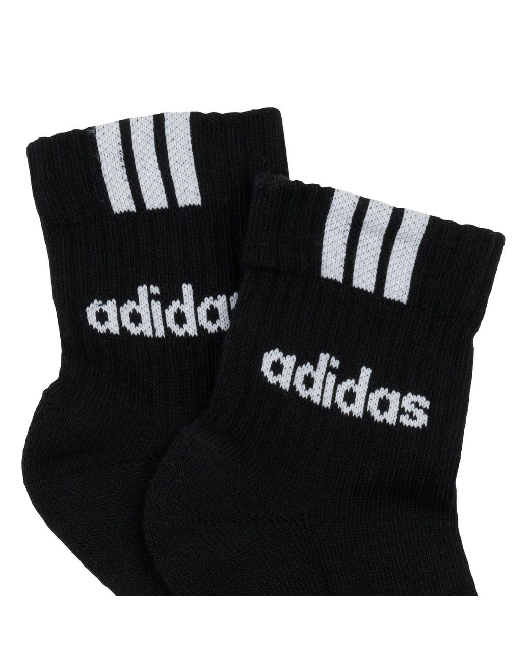Adidas Black Socks 3-stripes Linear Half-crew Cushioned Socks 3 Pairs