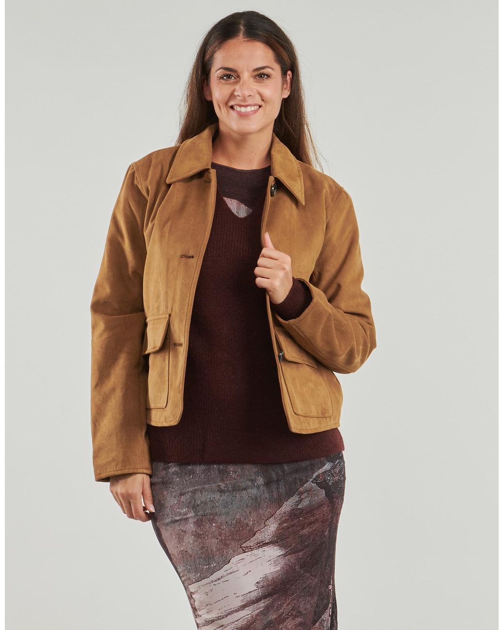 Jdy Brown Jacket Nanna Faux Suede