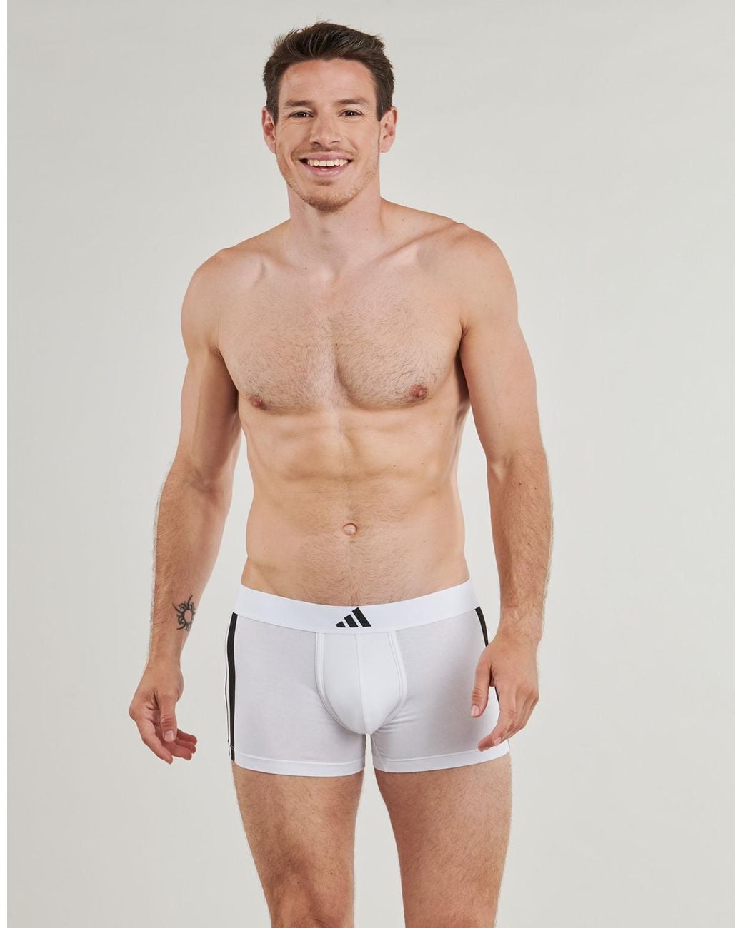 Adidas Blue Boxer Shorts Active Flex Cotton 3 Stripes Low Rise Pack De 2 for men