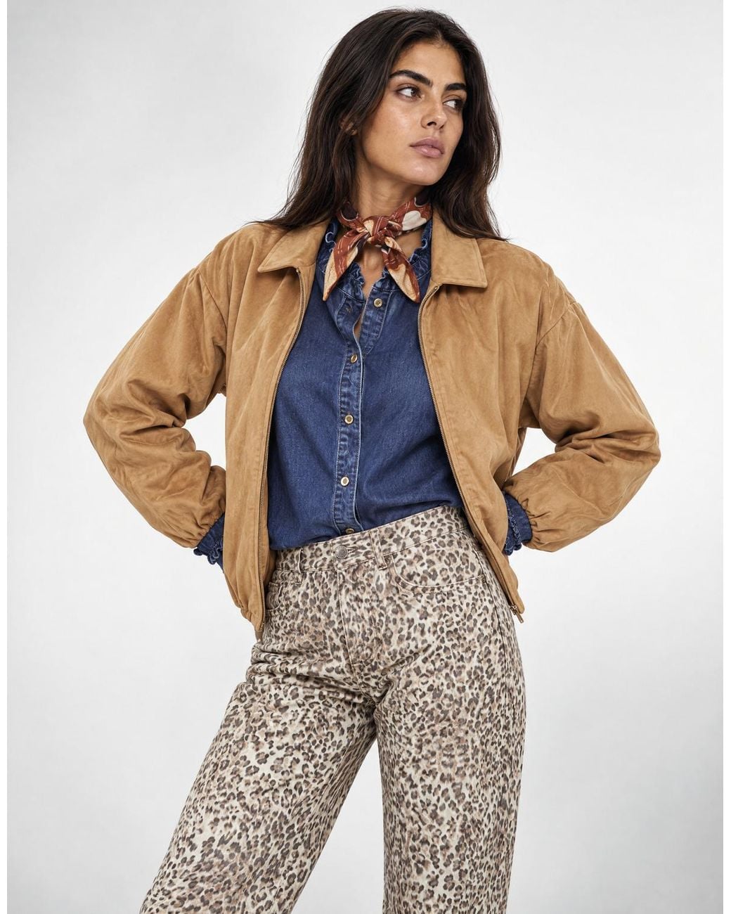 ONLY Brown Jacket Onlfiona Faux Suede Padded Bomber