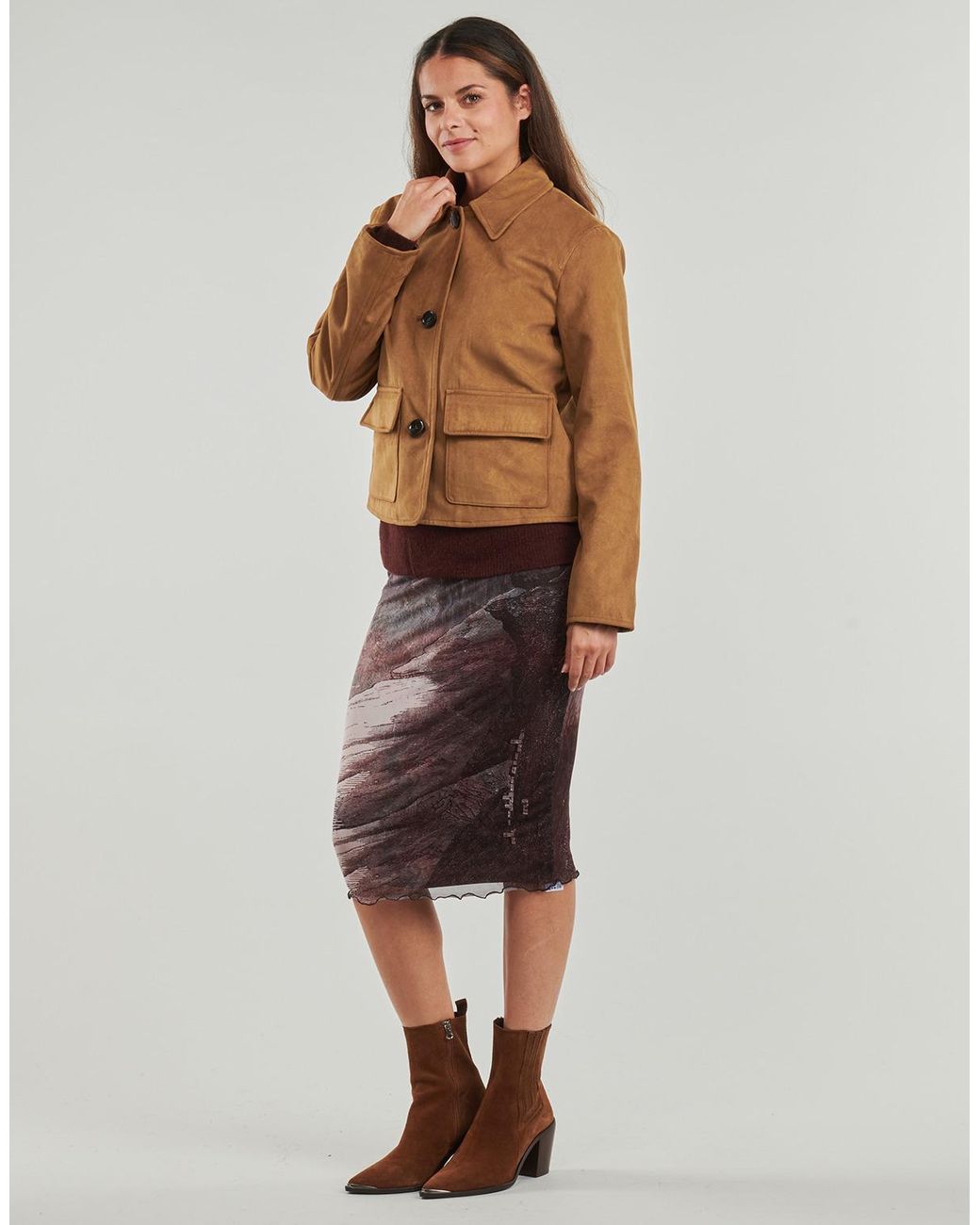 Jdy Brown Jacket Nanna Faux Suede