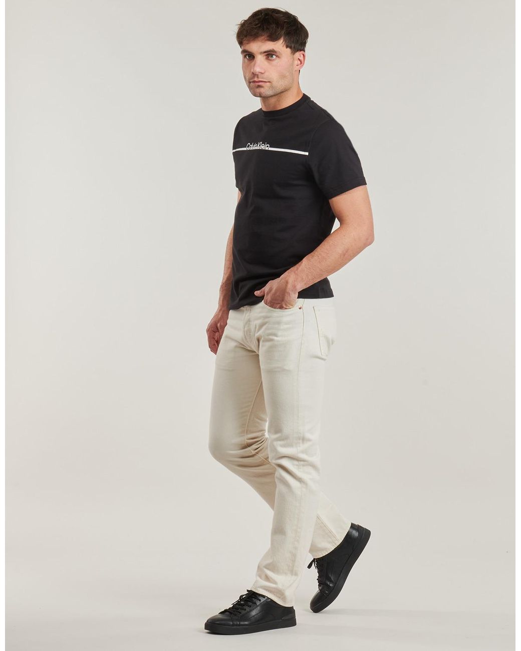 Calvin Klein Black T Shirt Split Line Logo T-shirt for men
