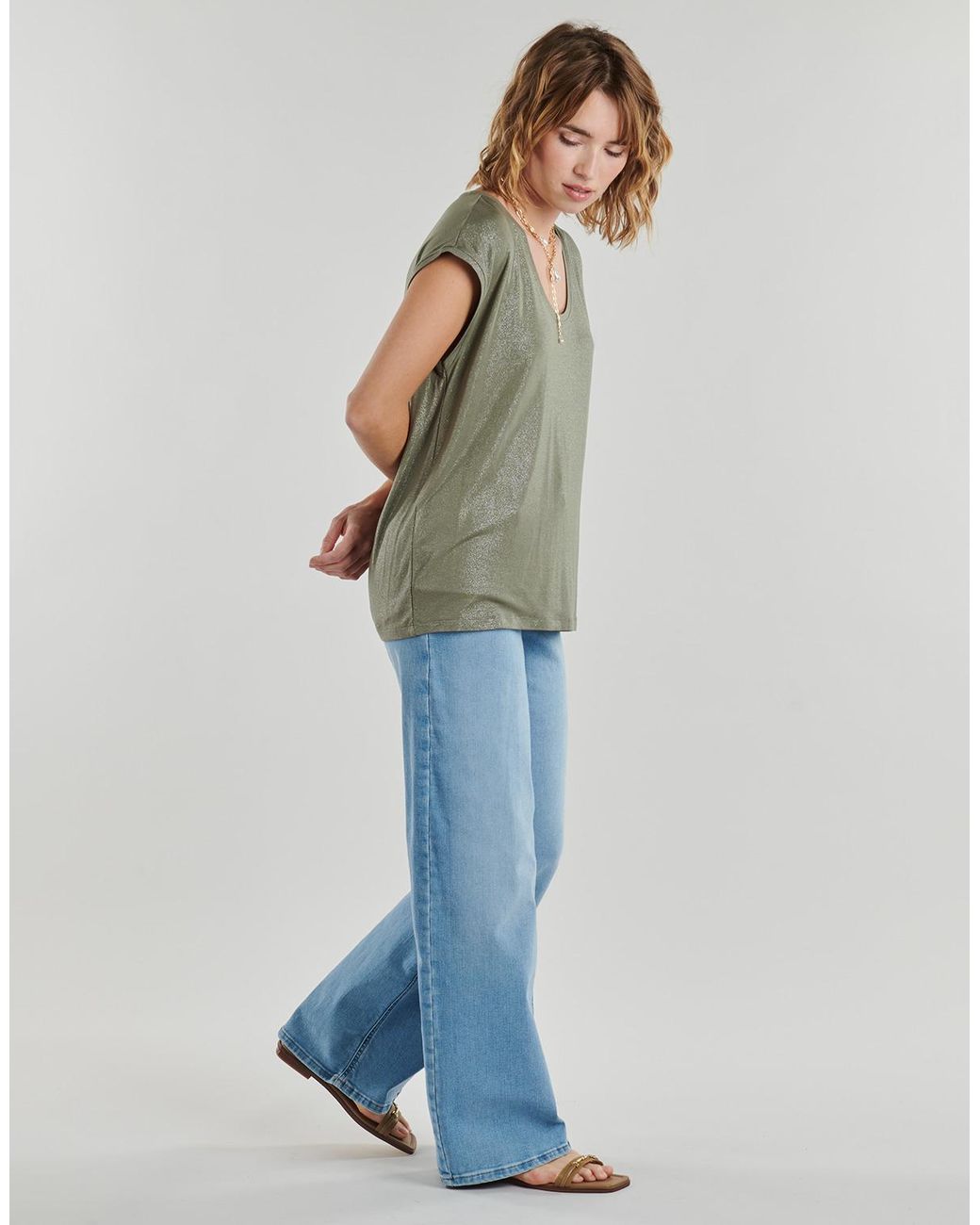Pieces Green T Shirt Pcalice Ss Glitter Tee