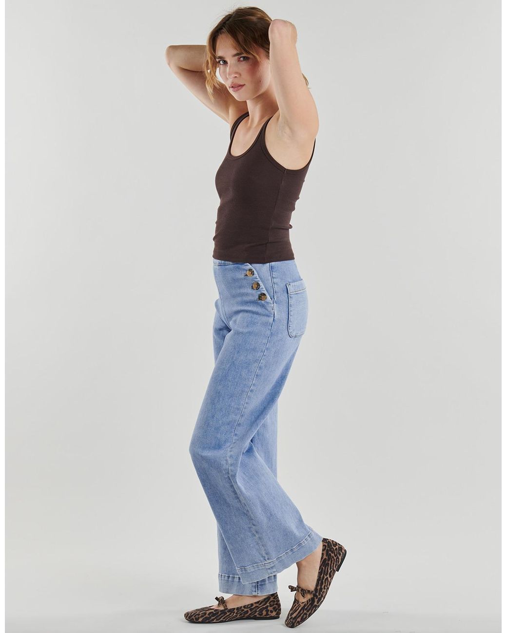 ONLY Blue Flare / Wide Jeans Onlmadison Hw Button Wide