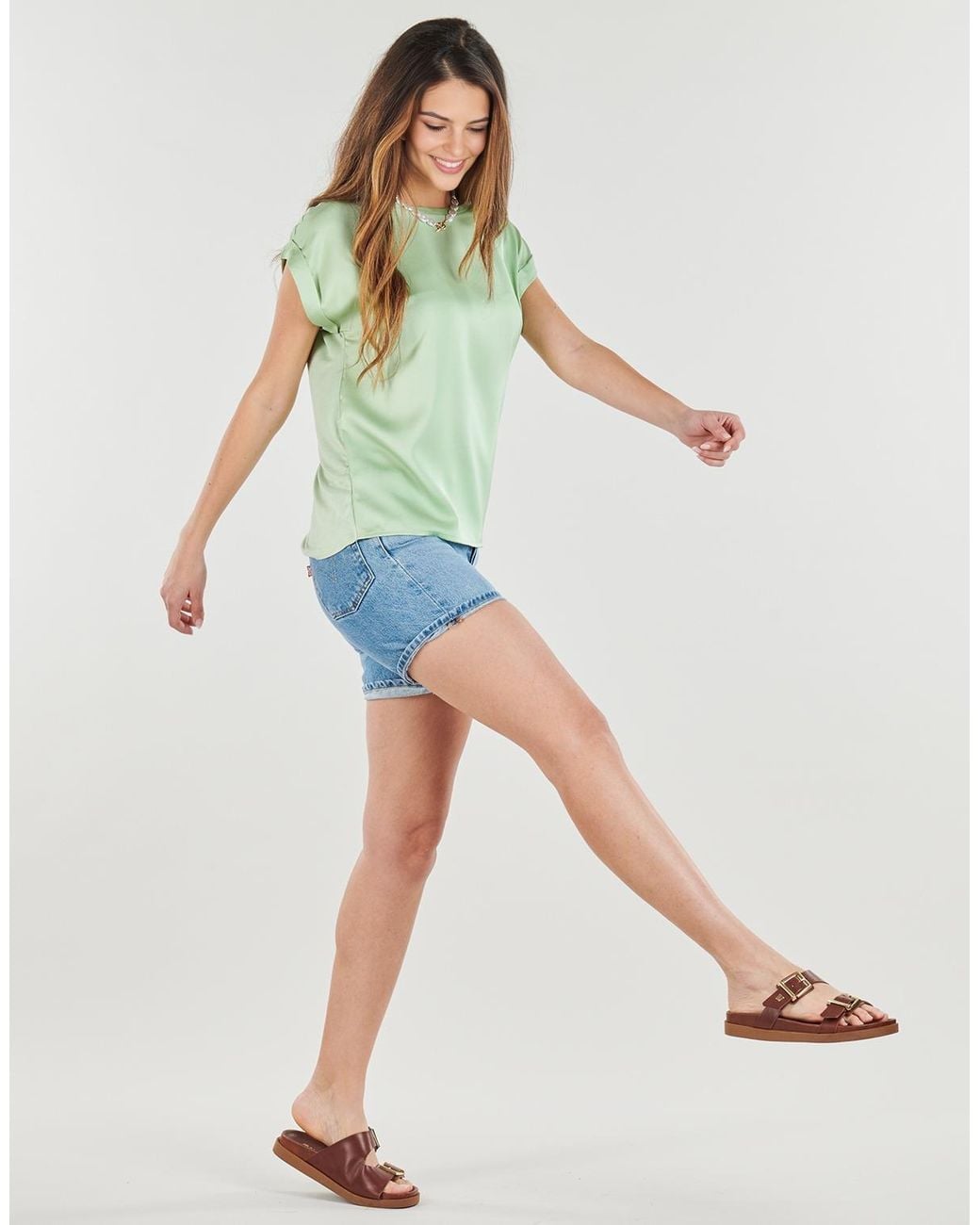 Vila Green Blouse Viellette S/s Satin