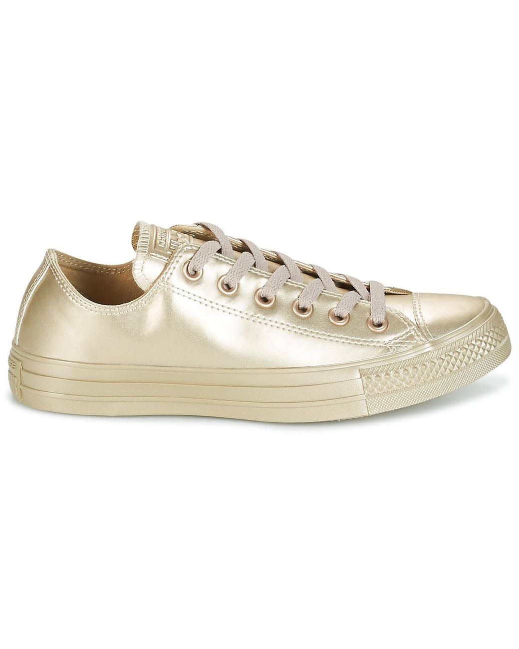rose gold all star metallic leather ox trainers