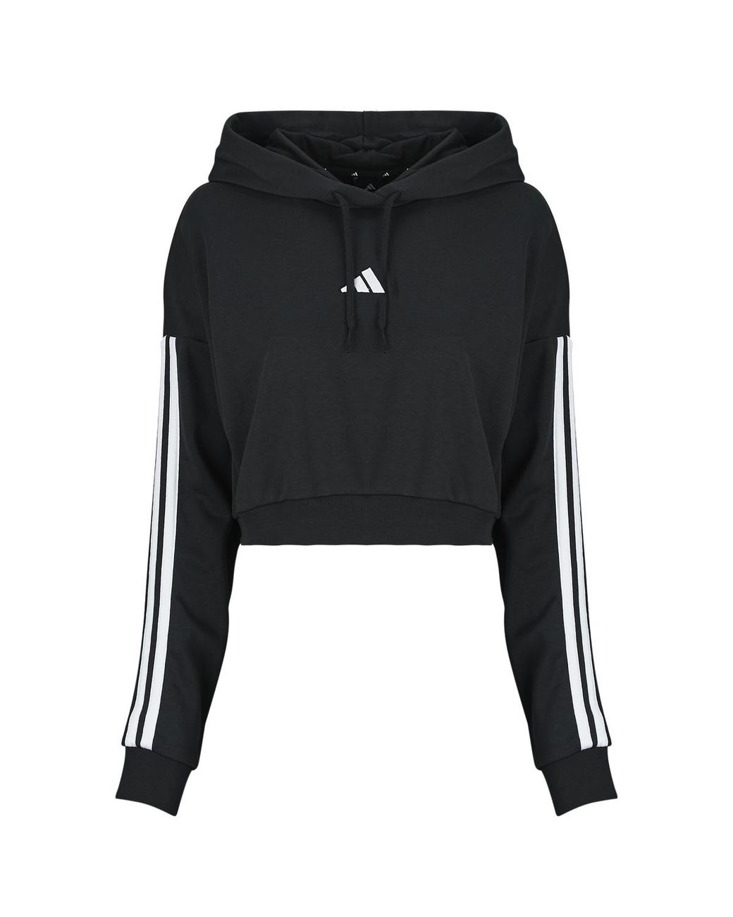 Adidas Black Hoodies Essentials 3-stripes French Terry Crop Hoodie