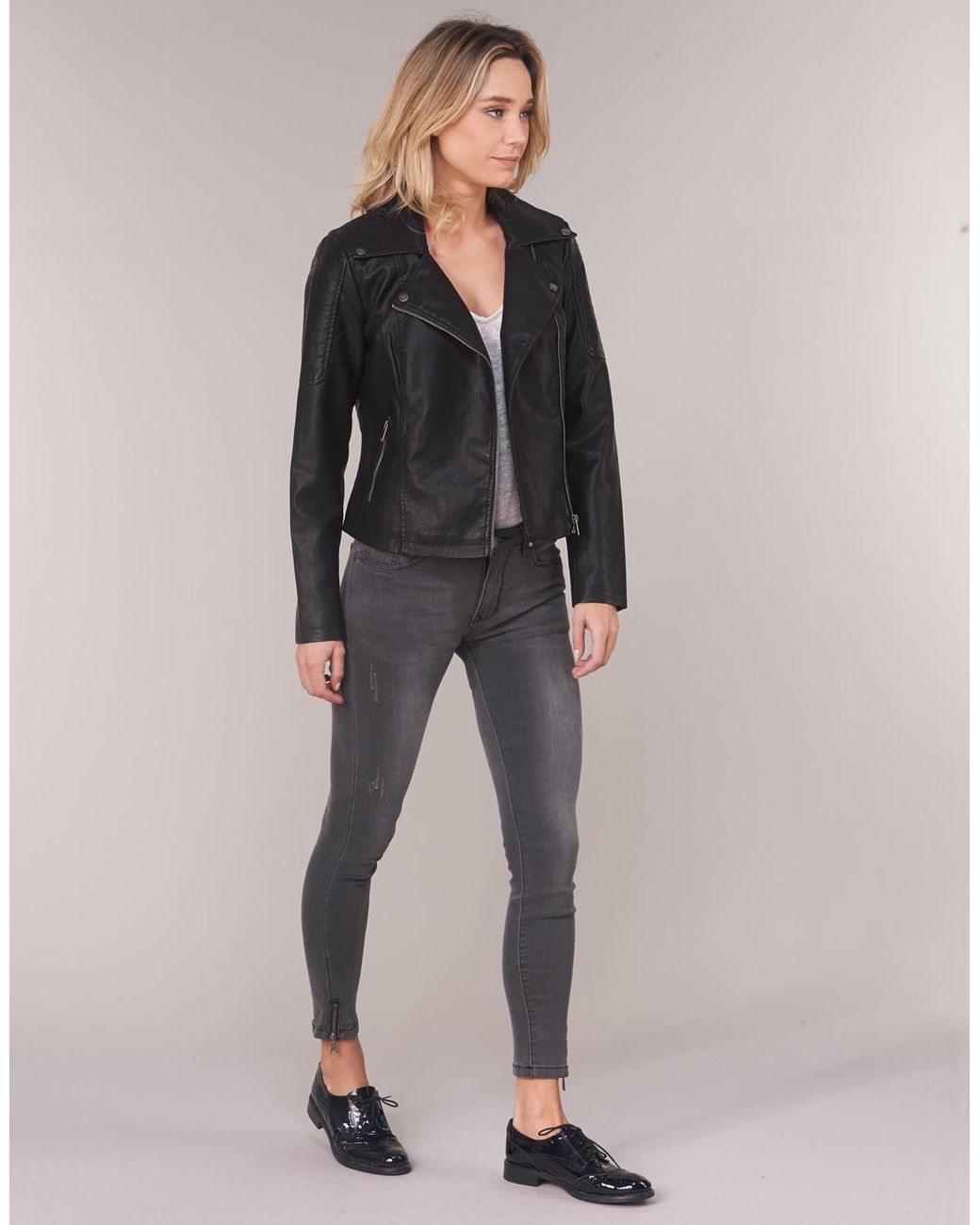 Noisy May Nmrebel Women's Leather Jacket In Black