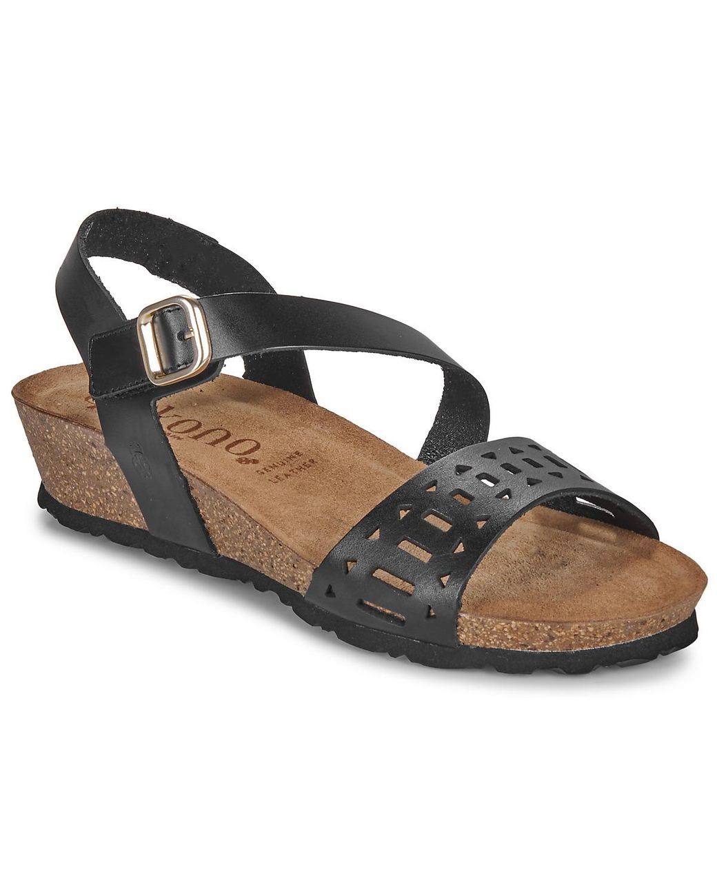 Yokono Black Wedge Sandals Monaco