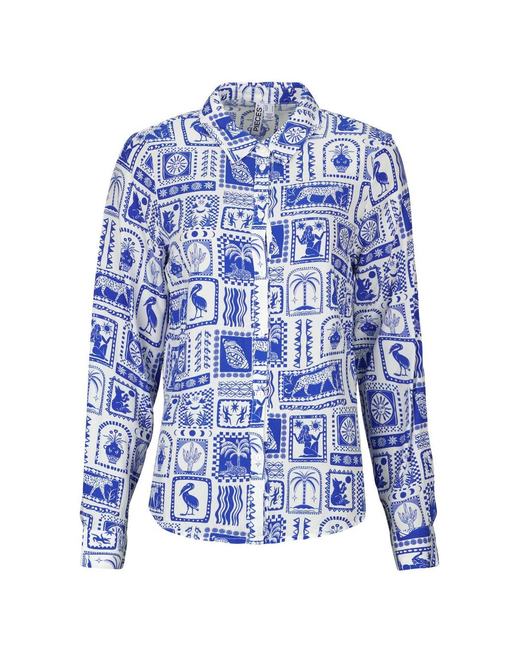 Pieces Blue Shirt Pcsaylor Ls Shirt Wvn
