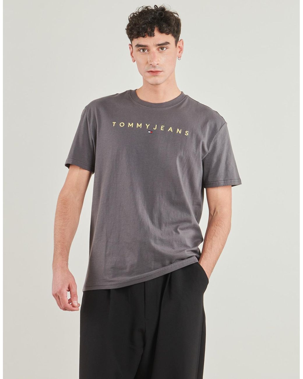 Tommy Hilfiger Gray T Shirt Tjm Reg Linear Logo Tee Ext for men
