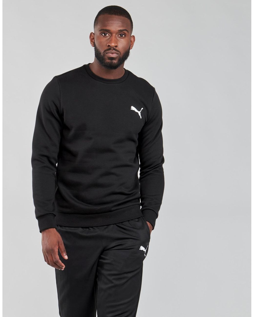 PUMA Black Ess Crew Sweat Fl Sweatshirt for men