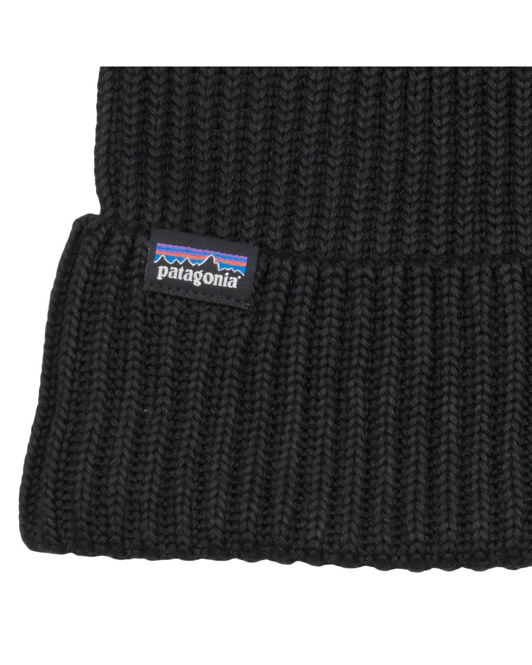Patagonia Black Beanie Fishermans Rolled Beanie