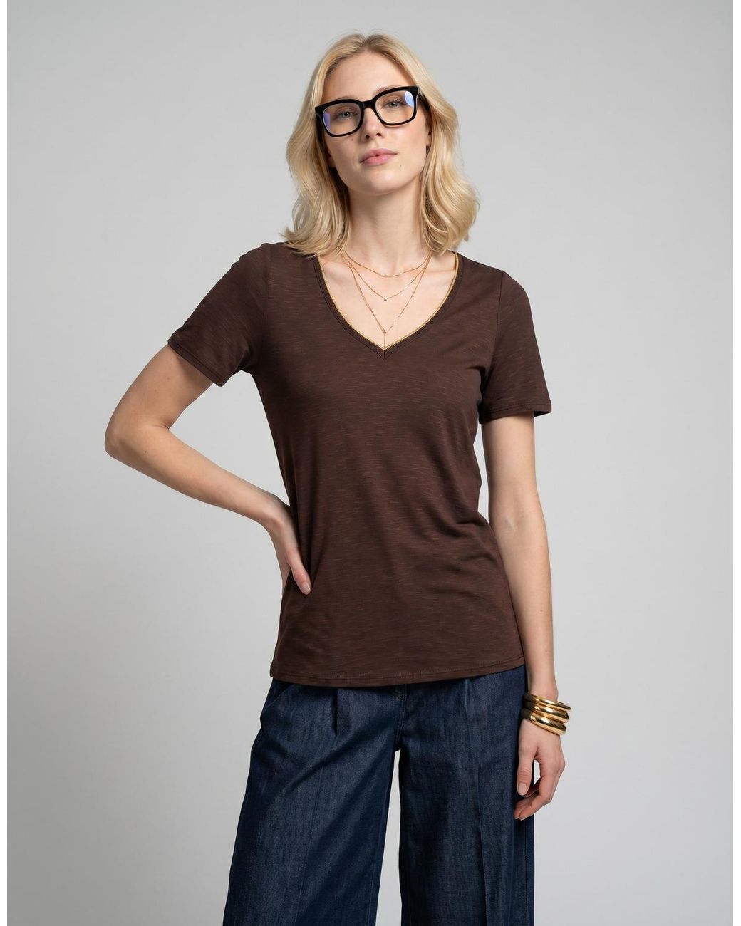 Vila Brown T Shirt Vinoel S/s