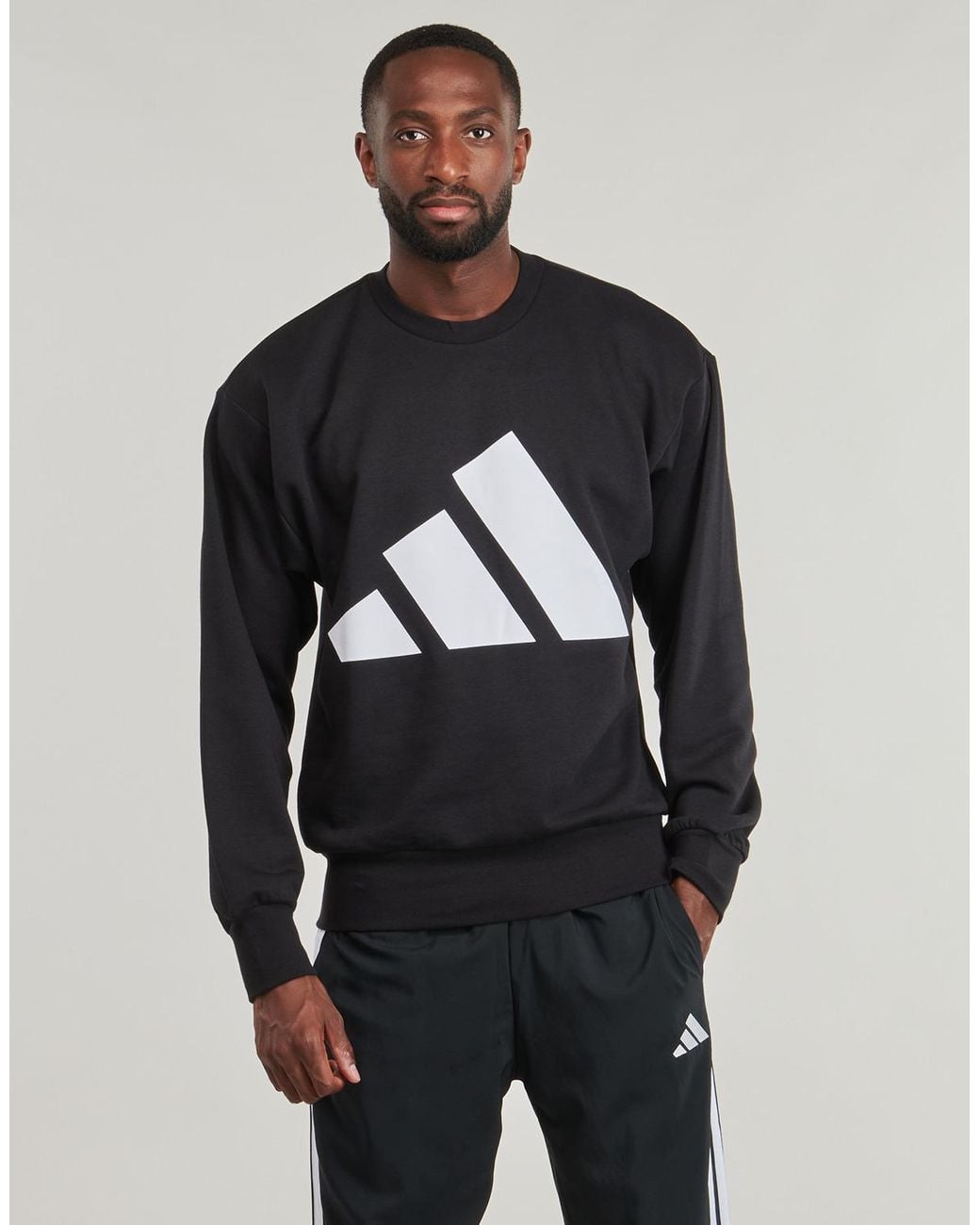 Adidas Gray Sweatshirts Essentials Big Logo Fleece Sweatshirt for men