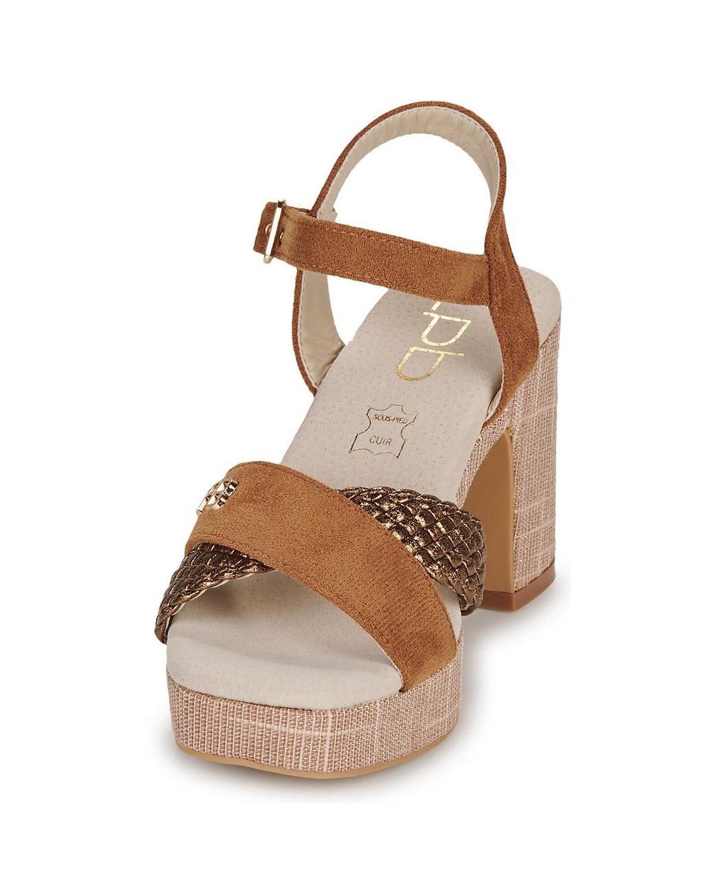 Les Petites Bombes Brown Heeled Sandals Lorena