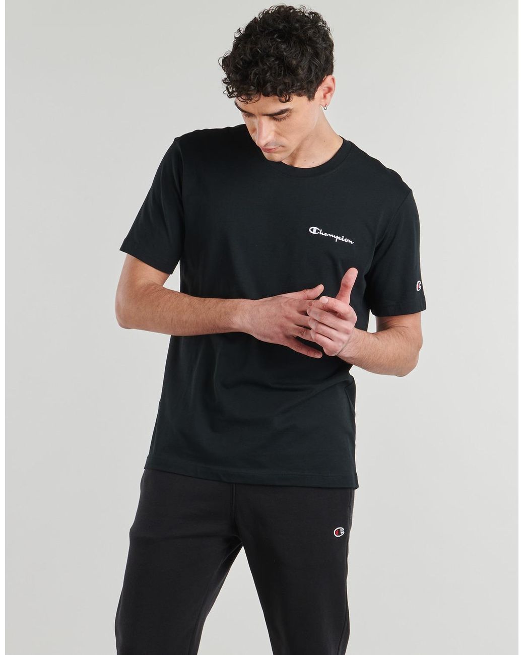 Champion Black T Shirt Ss Tee for men