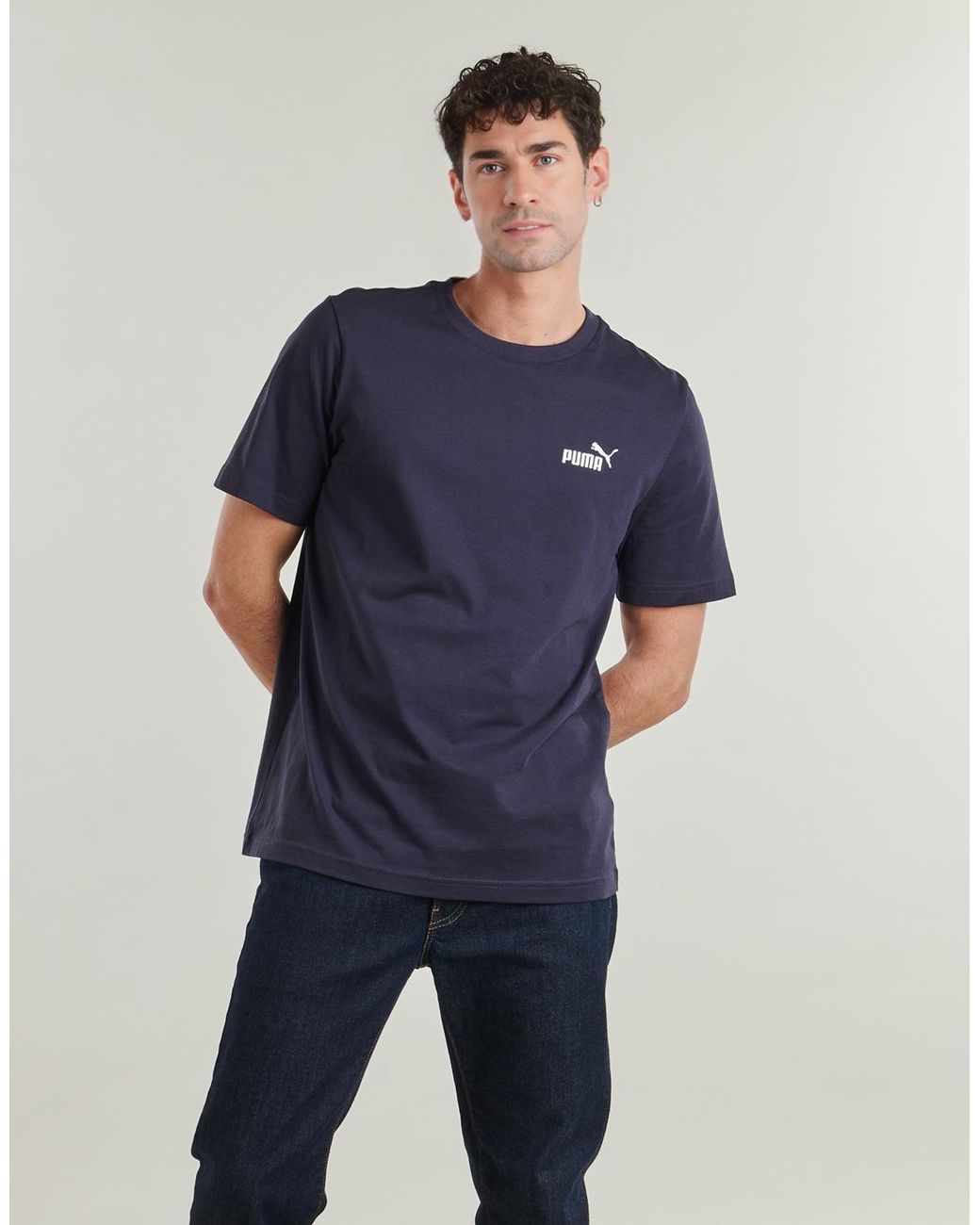 PUMA Blue T Shirt Ess Small No. 1 Logo for men