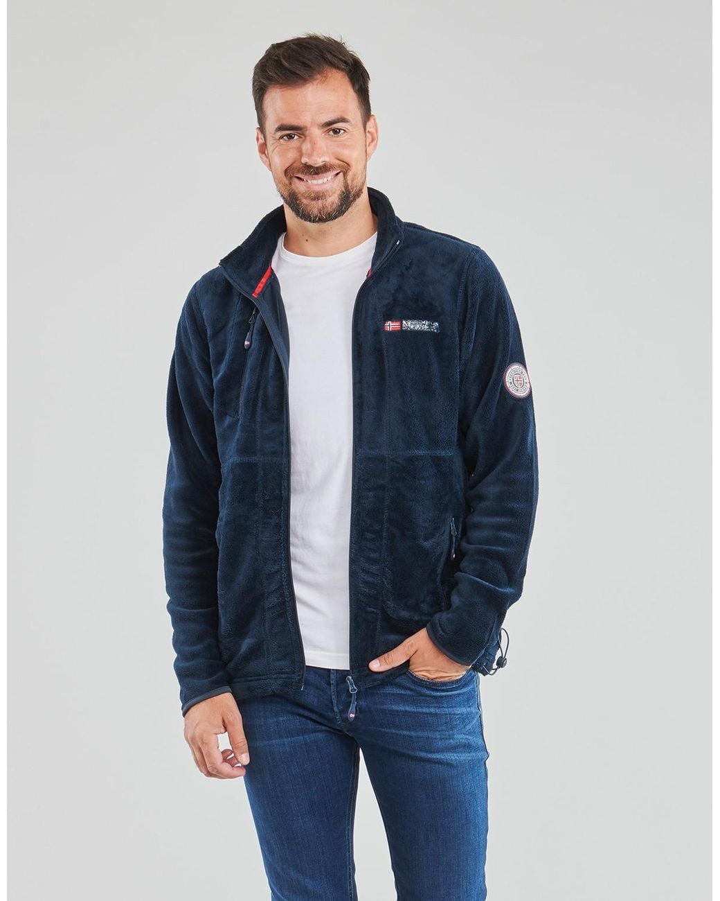 GEOGRAPHICAL NORWAY Blue Upload Fleece Jacket for men