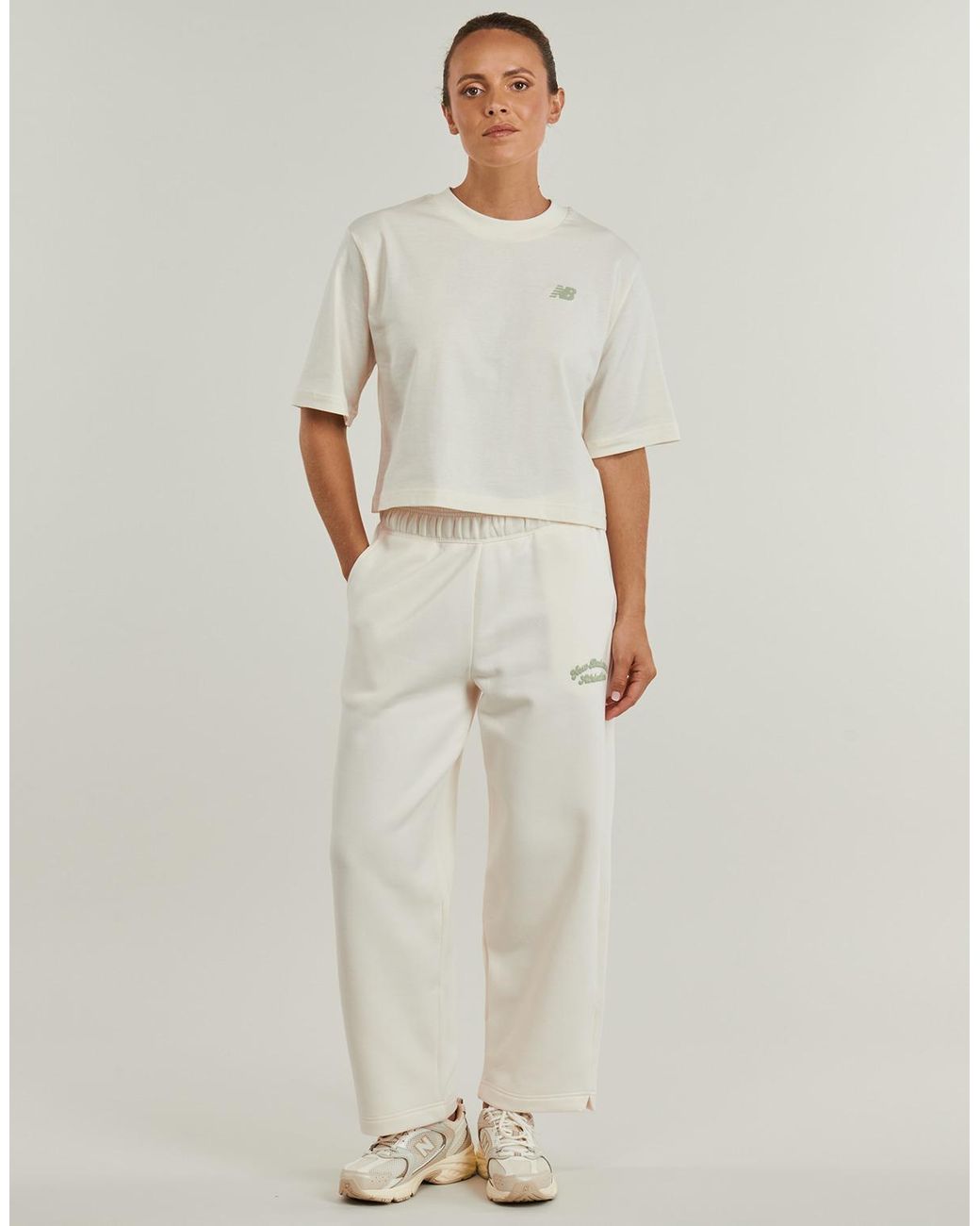 New Balance White T Shirt Linear Heritage Relaxed T-shirt