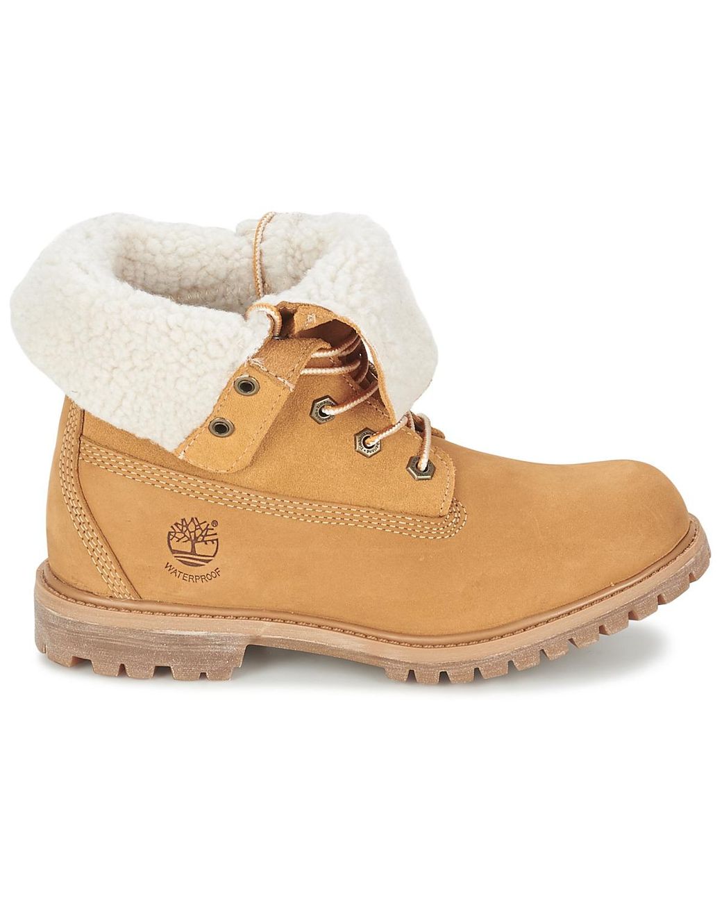 Timberland Authentics Teddy Fleece Wp Fold Down Women's Mid Boots In Beige  in Natural | Lyst UK