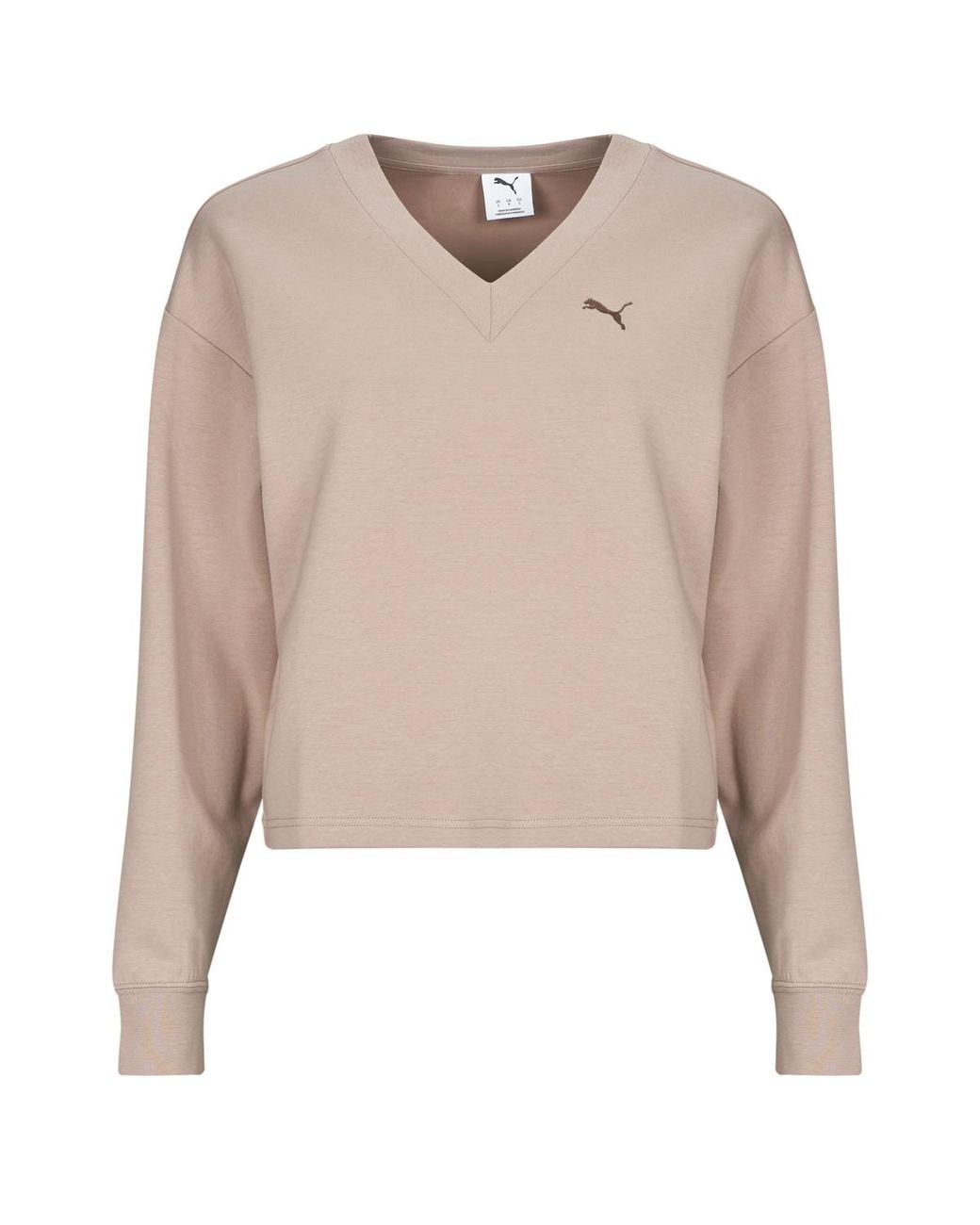 PUMA Natural Sweatshirts Ess Elevated Comfort V-neck Crew Dk