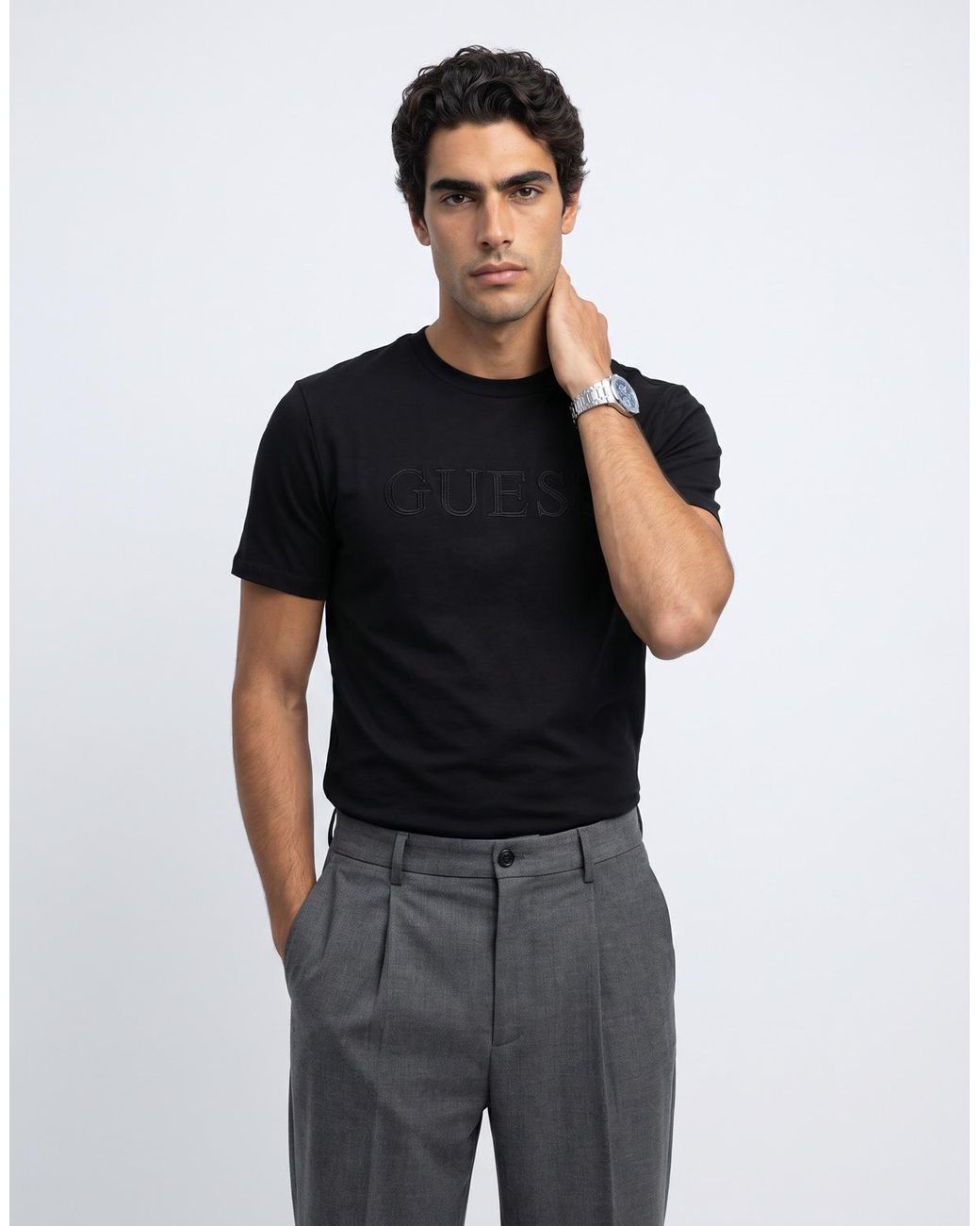 Guess Black T Shirt Prat Cn Ss T-shirt for men