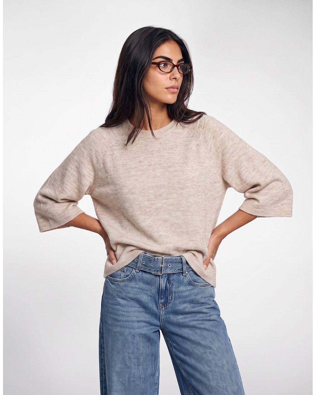 ONLY Brown Sweater Onlsimoni 3/4 Pullover