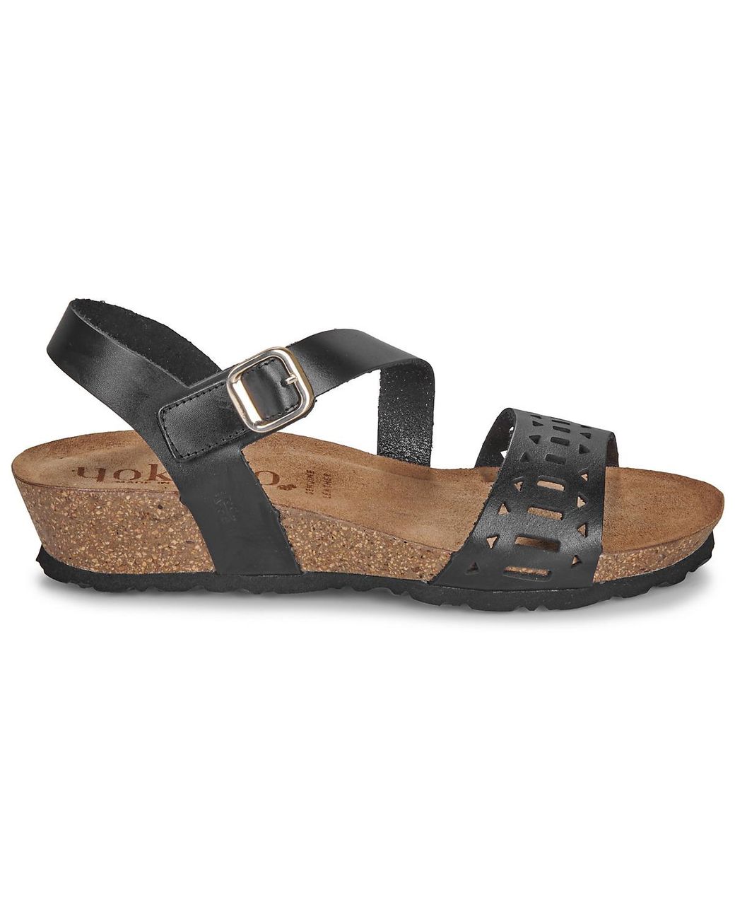 Yokono Black Wedge Sandals Monaco