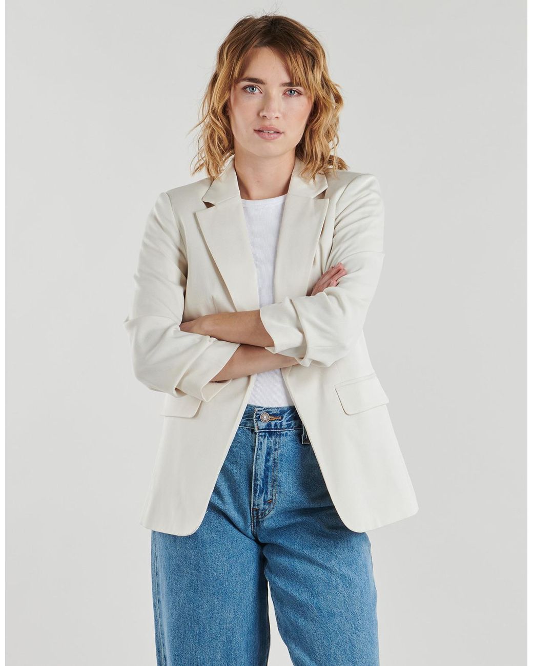 Vero Moda White Jacket Vmsteffi 3/4 Sl