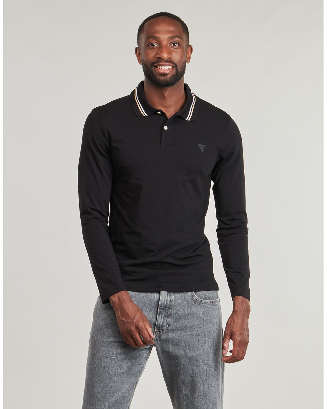 Guess Black Polo Shirt Oliver Ls Polo for men