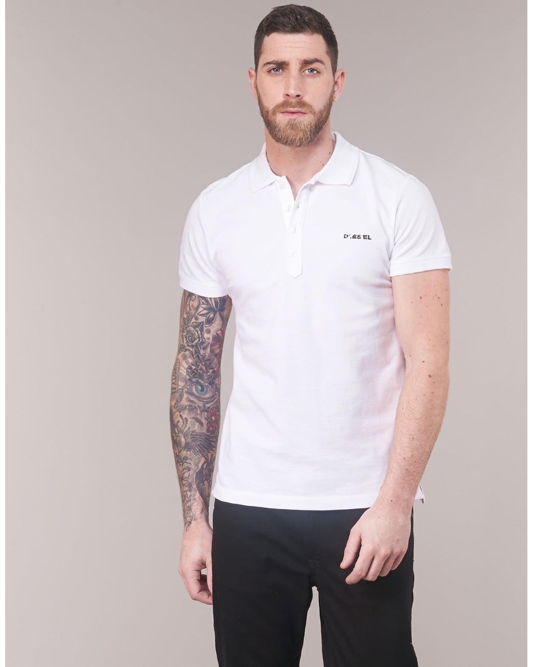 Mens Diesel T-Heal Camicia White Polo Shirt