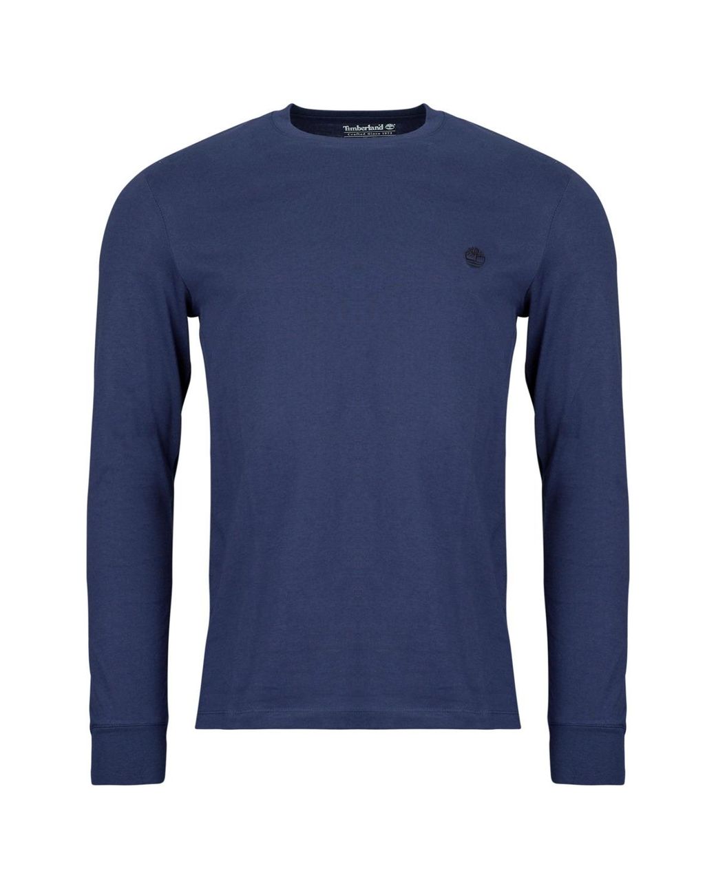 Timberland Blue Long Sleeve T-shirt Tree Embroidered Exterer River Slim for men