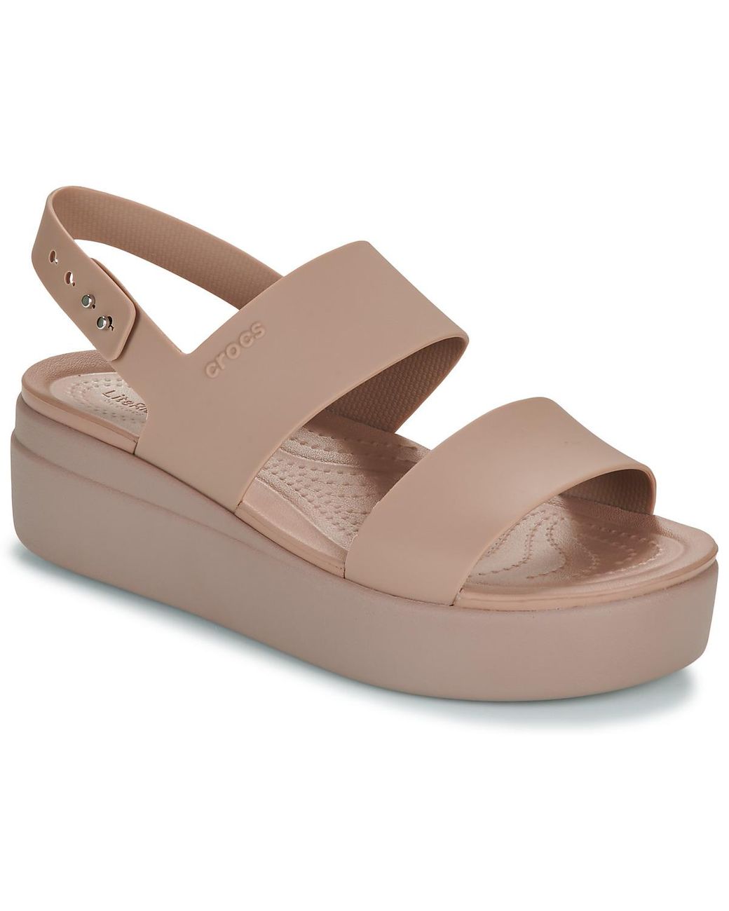 CROCSTM Brown Flat Sandals Brooklyn Low Wedge