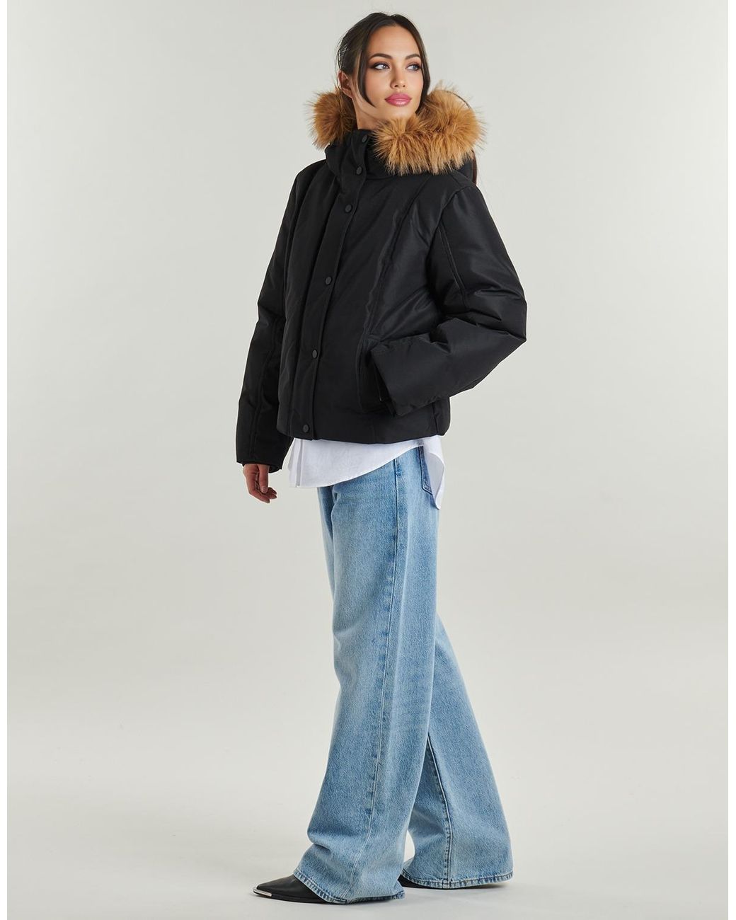 Jdy Black Duffel Coats Novi Short Parka Puffer