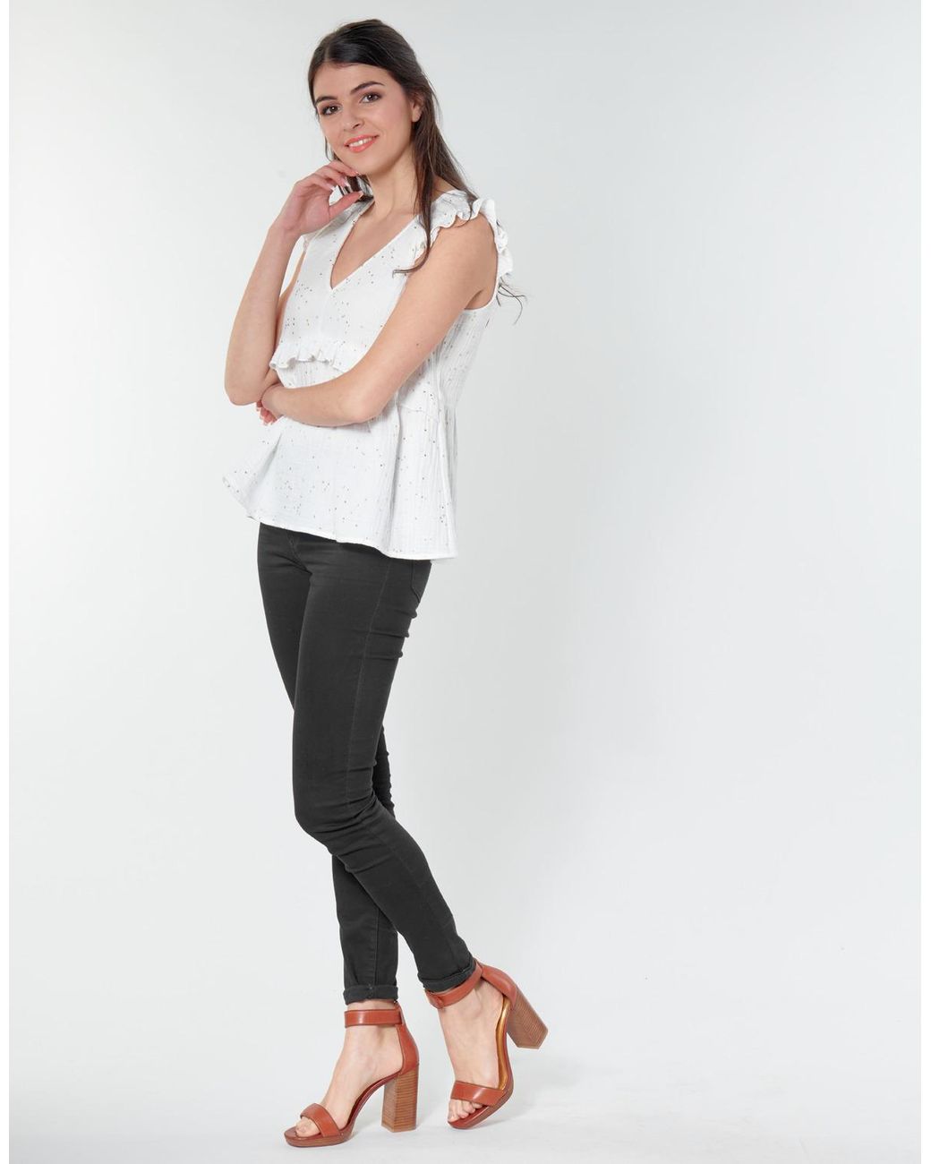 Betty London White Moudine Blouse