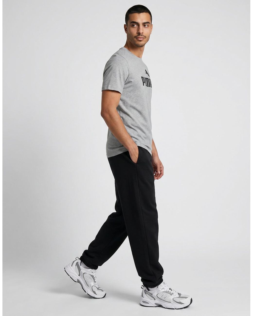PUMA Gray T Shirt Ess No. 1 Logo Tee for men