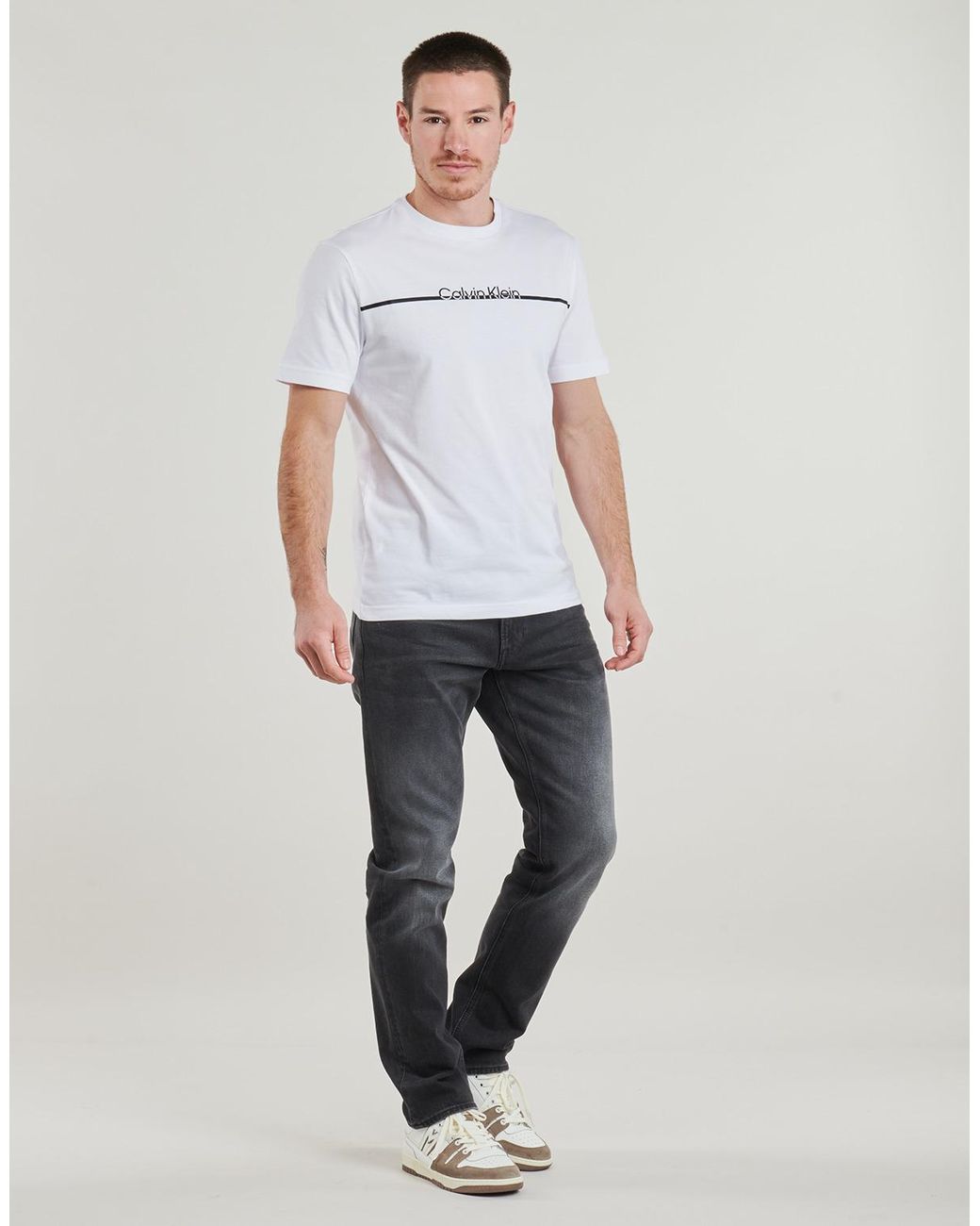 Calvin Klein Blue T Shirt Split Line Logo T-shirt for men