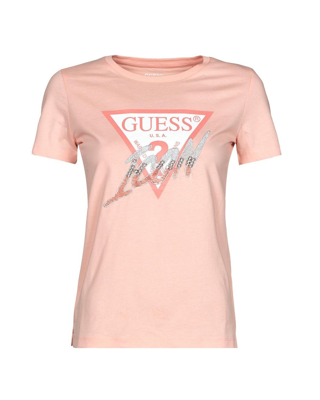 Guess Pink Ss Cn Icon Tee T Shirt