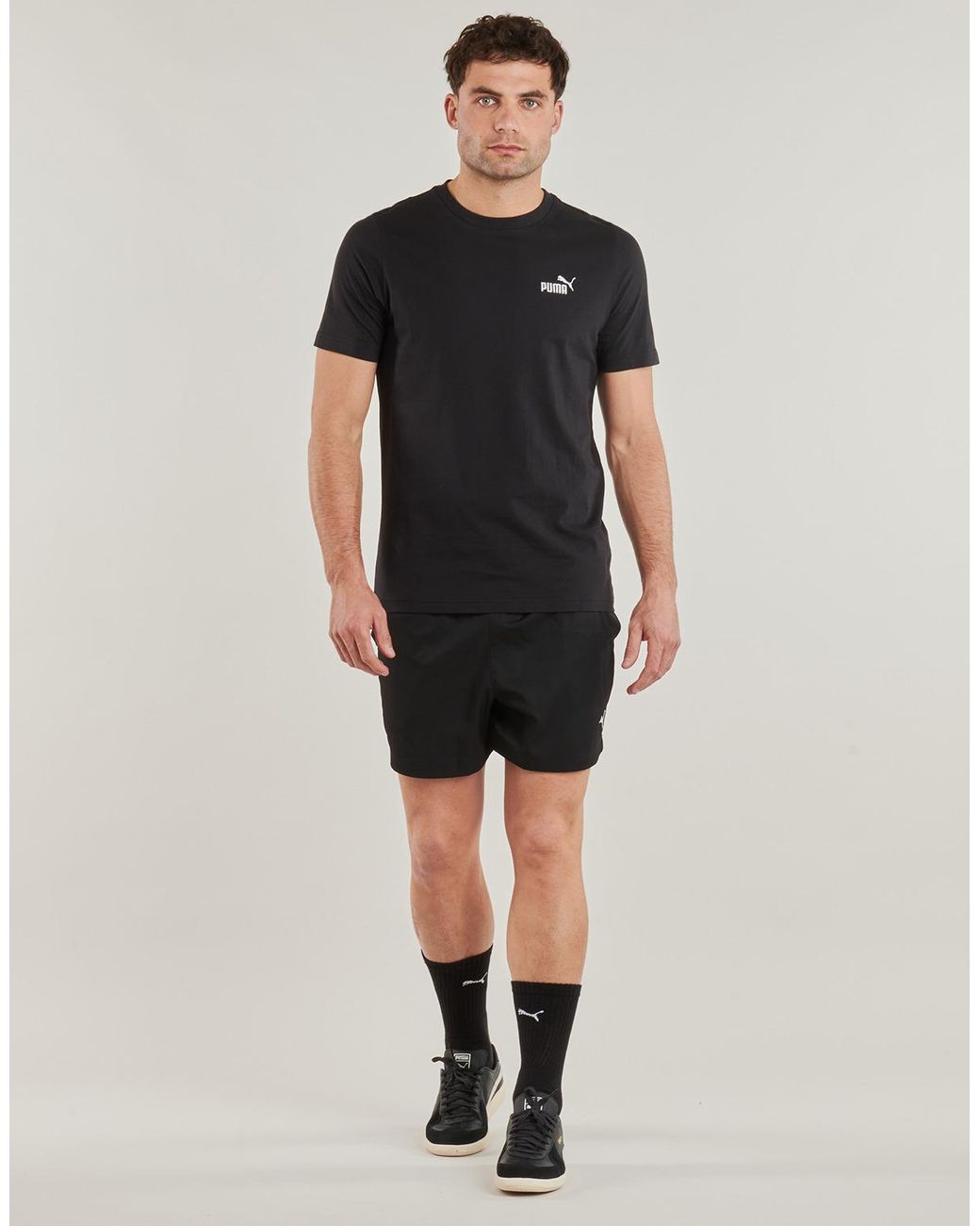 PUMA Black Shorts Ess Logo Woven Short for men