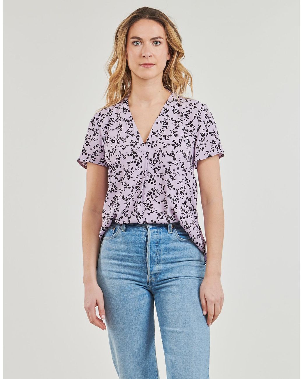 Esprit Purple Blouse Ski V Neck Blou