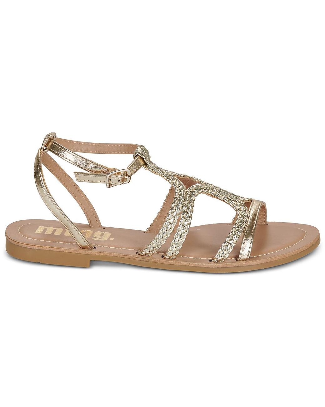 MTNG Metallic Flat Sandals Tatiana