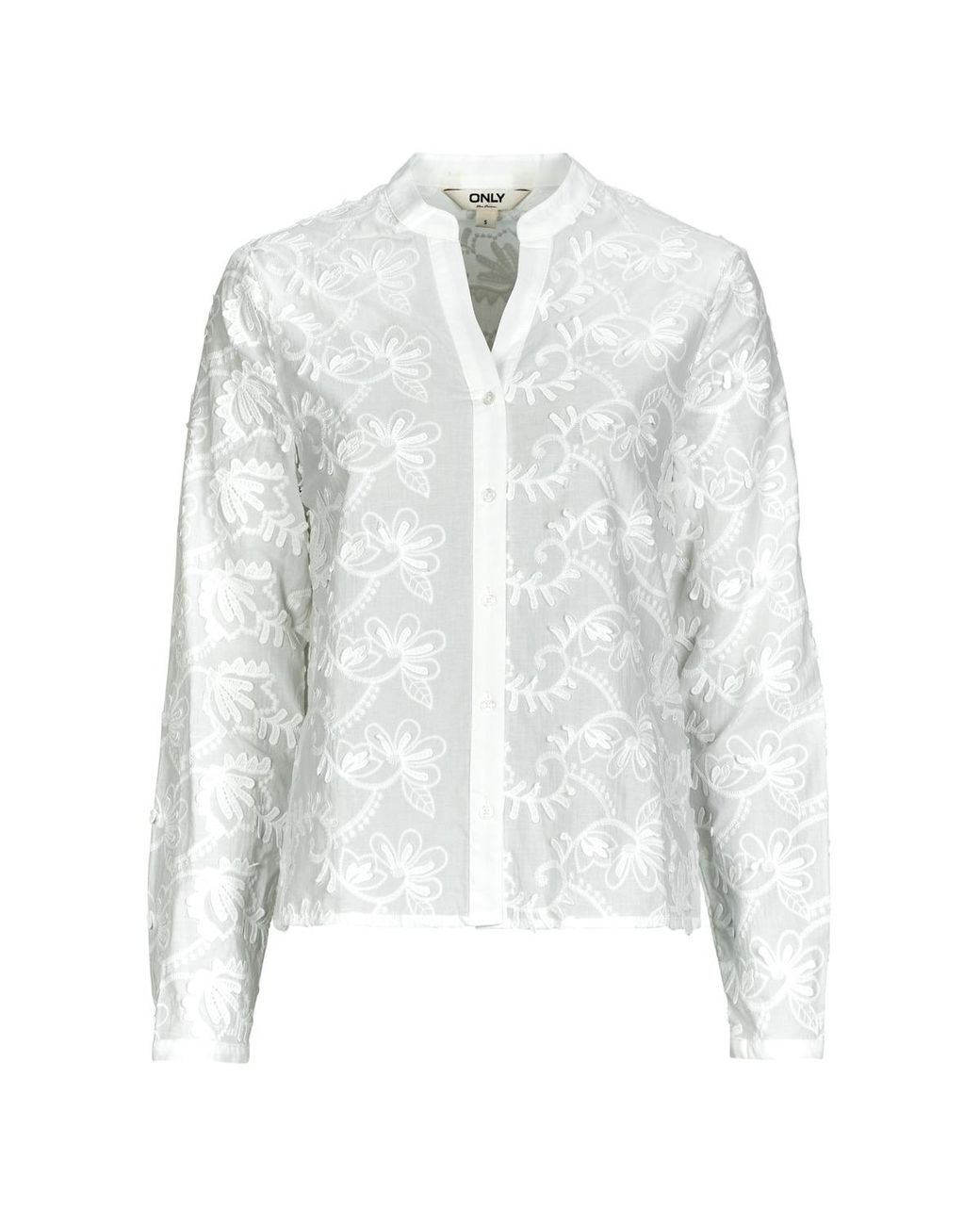 ONLY White Blouse Onlcarmen Fr L/s 3d Emb Shirt
