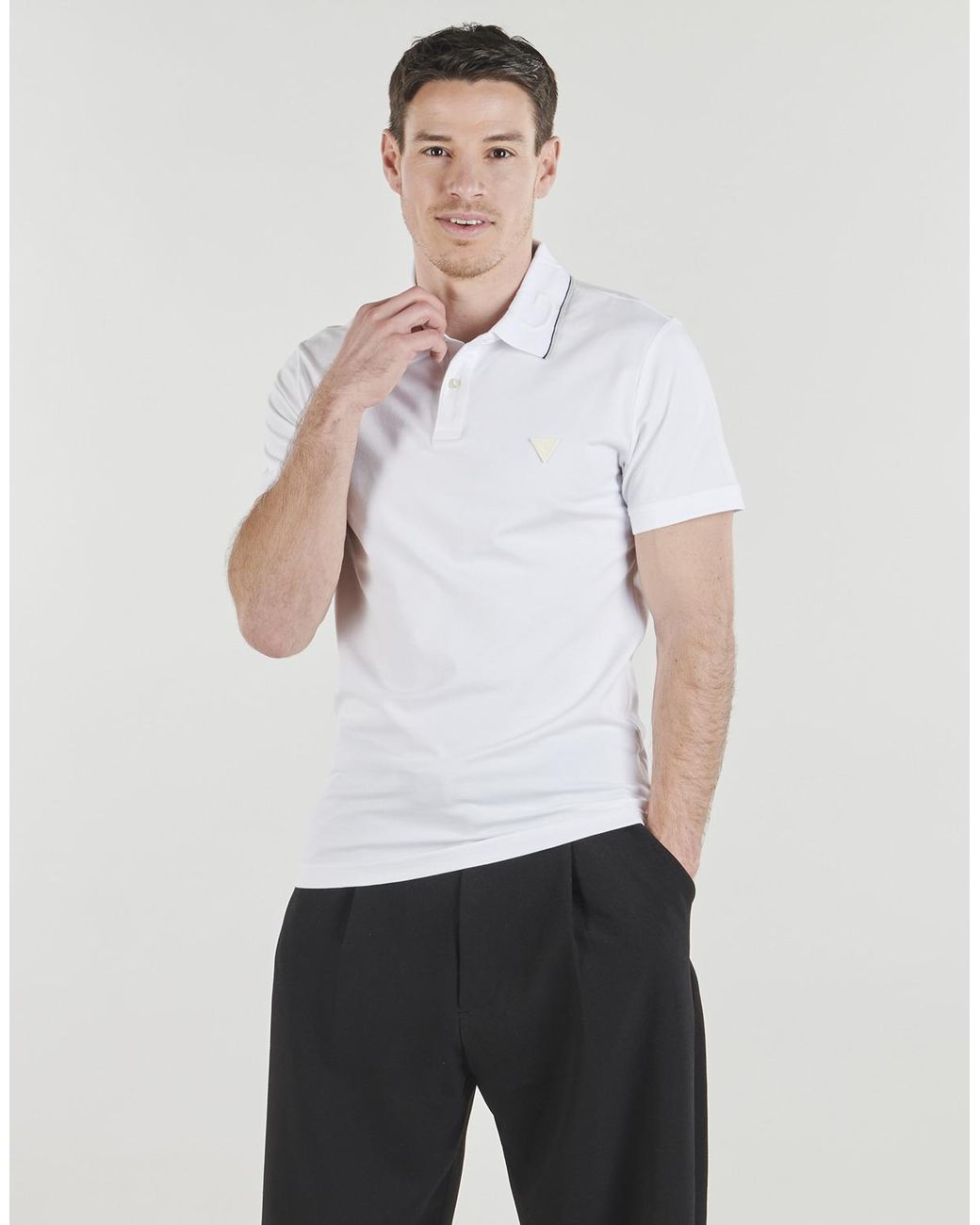 Guess White Polo Shirt Nolan Ss Polo for men