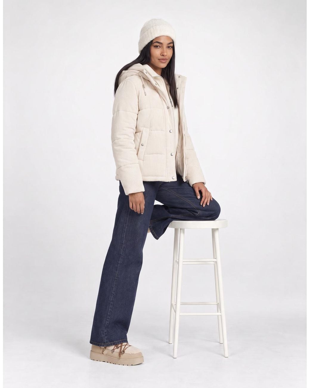 Jdy Natural Duffel Coats Vita Cord Short Hood Puffer